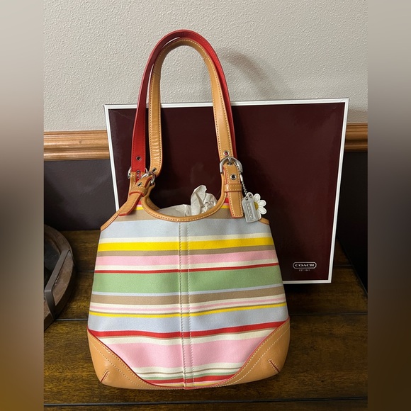 ✨ NWOT - Rare Vintage Coach Y2K Striped Hobo Bag | With Box & Dust Bag ✨ - Picture 4 of 14